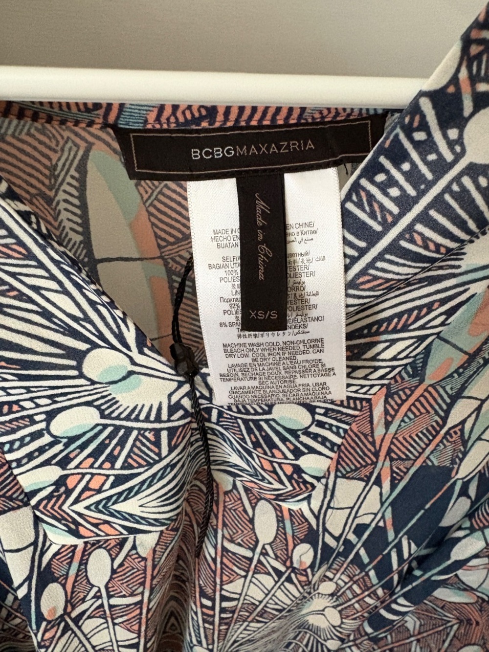 BCBG Max Azria Multicolor Kaftan Mini Dress with Slip Xs S - Picture 3 of 4